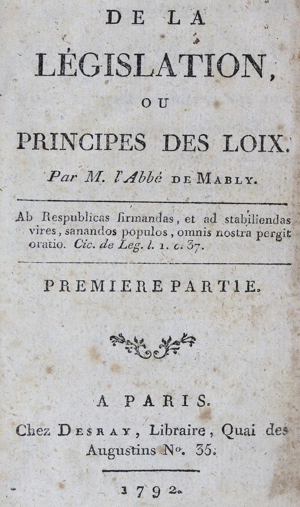 Große Abbildung Nr.1: 124-1168 Mably,(G.B.)A.de.: (Literatur und illustrierte Bücher bis 19.Jahrhundert)