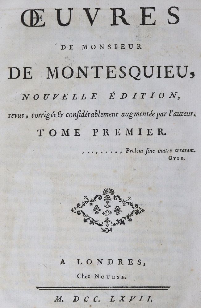 Große Abbildung Nr.2: 124-1180 Montesquieu,C.L.S.de.: (Literatur und illustrierte Bücher bis 19.Jahrhundert)
