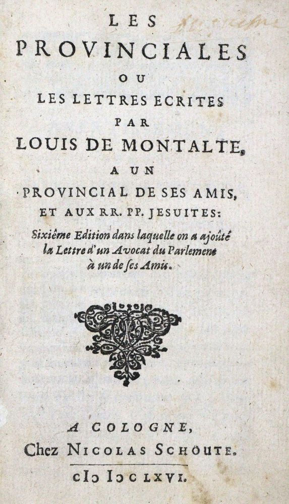 Große Abbildung Nr.1: 124-1192 (Pascal,B.).: (Literatur und illustrierte Bücher bis 19.Jahrhundert)