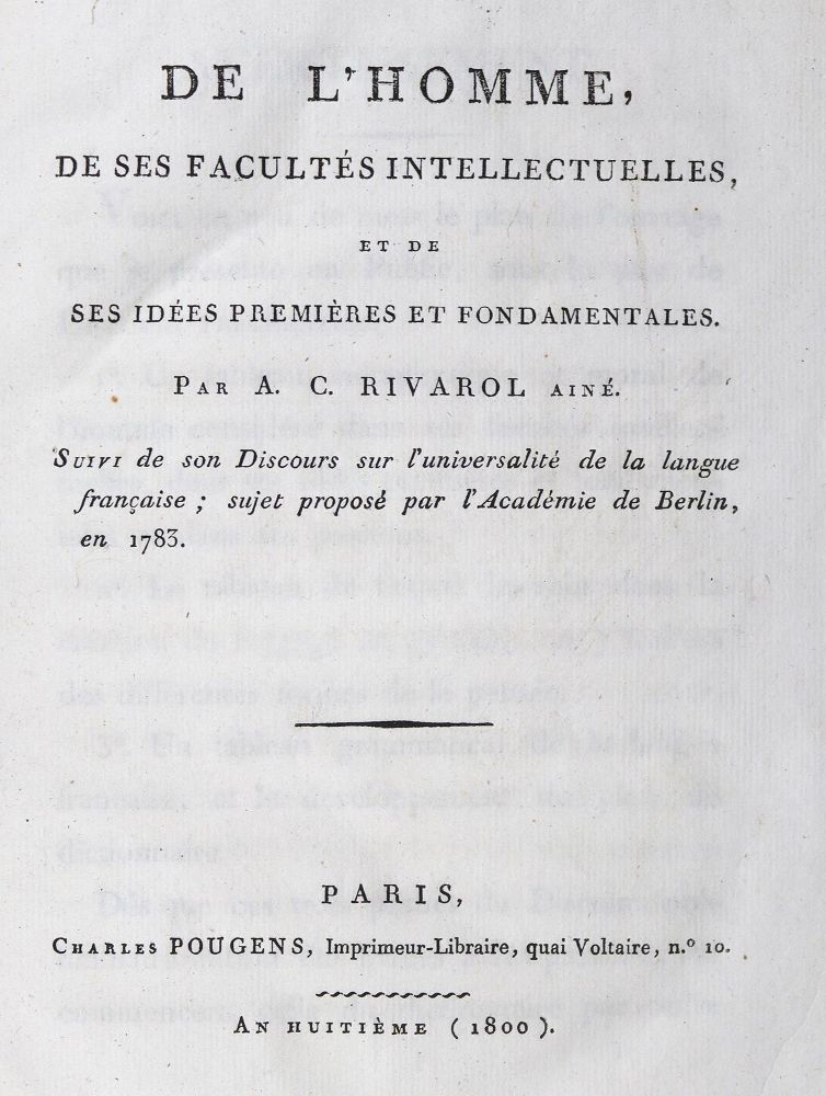 Große Abbildung Nr.1: 124-1201 Rivarol,A.C.: (Literatur und illustrierte Bücher bis 19.Jahrhundert)