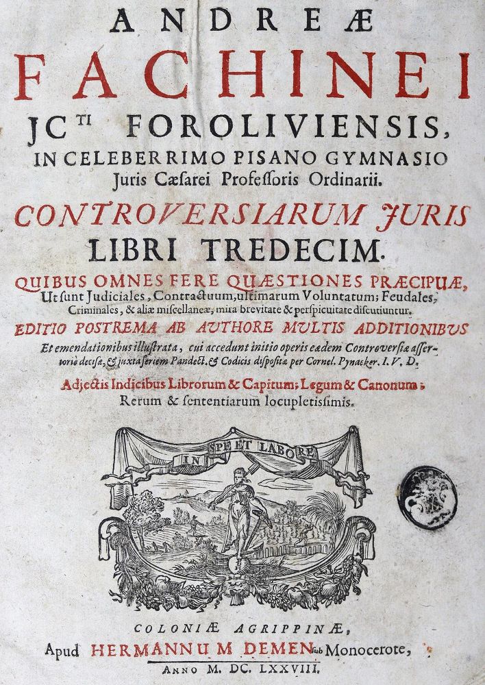 Große Abbildung Nr.1: 124-130 Fachinei,A.: (Alte Drucke, Handschriften und Theologie)