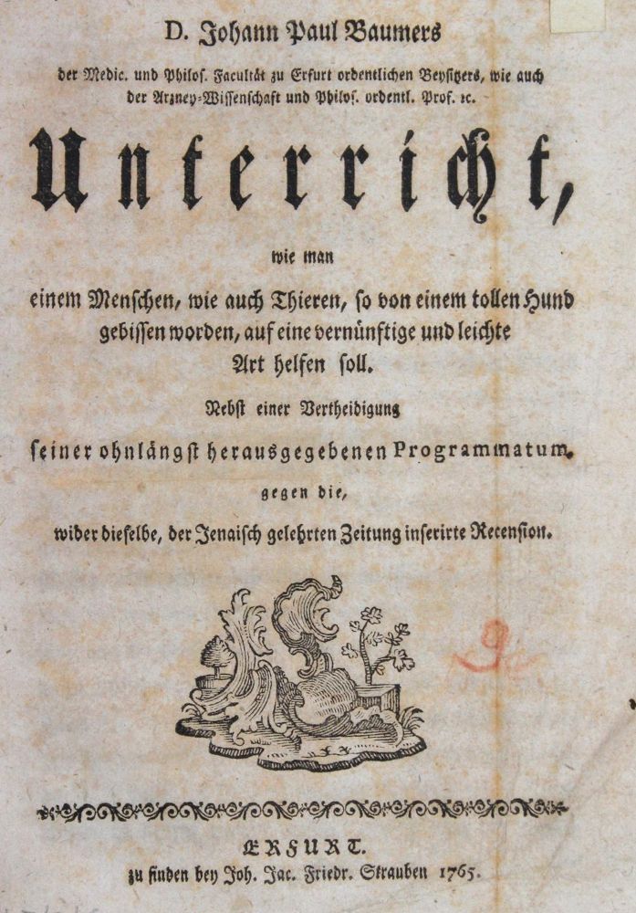 Große Abbildung Nr.1: 124-1483 Baumer,J.P.: (Medizin, Hundebiss)