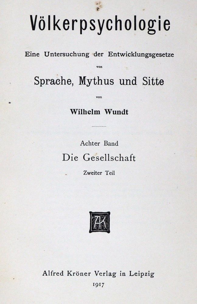 Große Abbildung Nr.1: 124-1499 Wundt,W.: (Medizin, Psychologie)