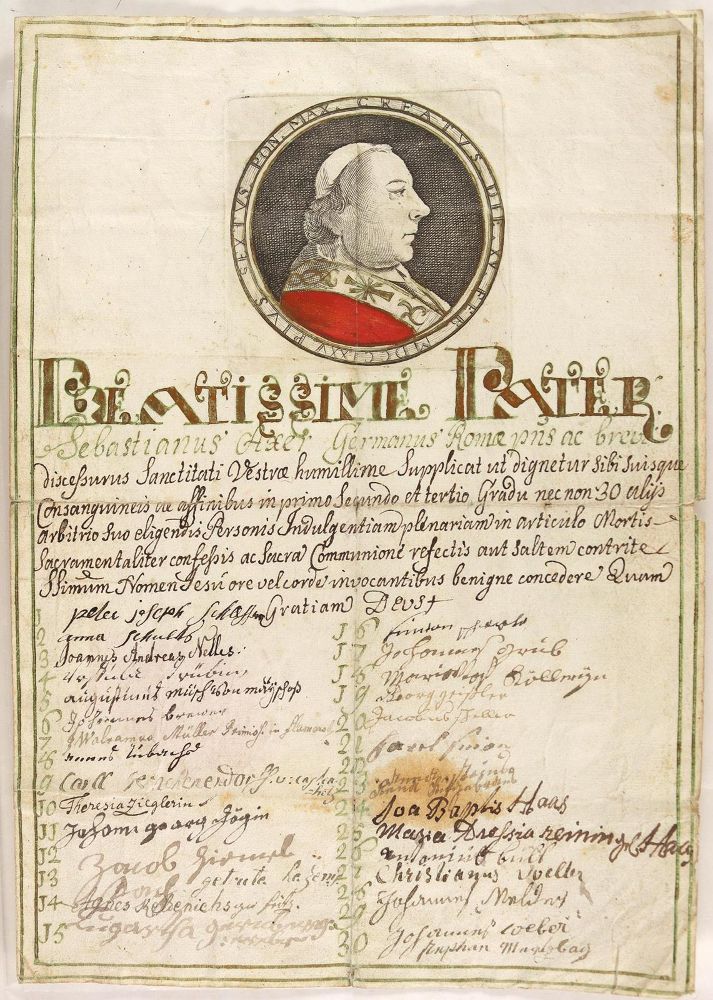 Große Abbildung Nr.1: 124-151 Ablaßbrief: (Handschriften)