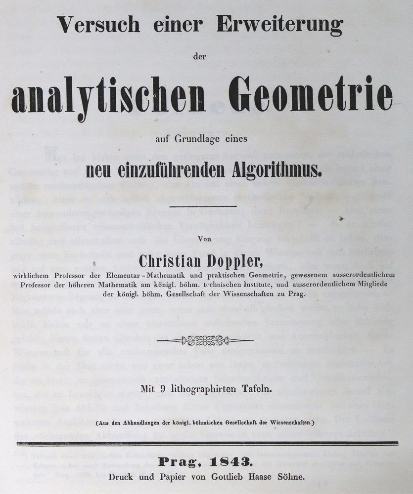 Große Abbildung Nr.1: 124-1577 Doppler,C.: (Verschiedene Gebiete - Varia, Mathematik)