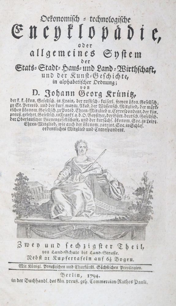 Große Abbildung Nr.1: 124-1601 Krünitz,J.G.: (Verschiedene Gebiete - Varia, Strassenbau, Landstrassen)
