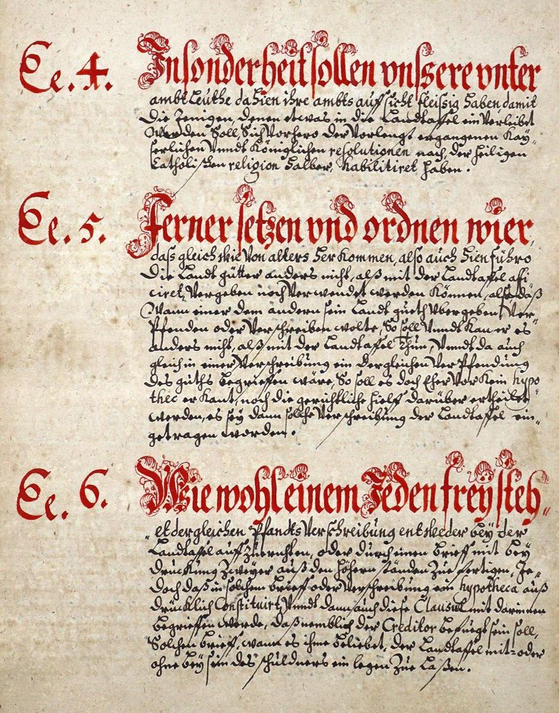 Große Abbildung Nr.2: 124-166 I. Nach dem die königl. landtaffel...: (Handschriften)