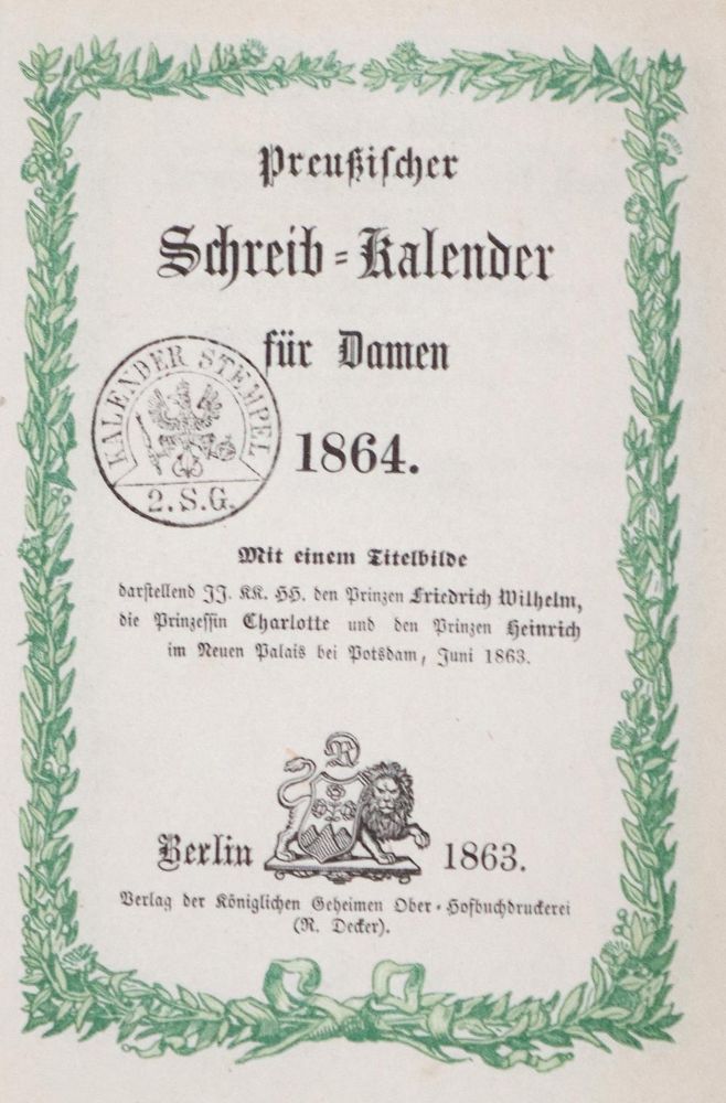 Große Abbildung Nr.1: 124-1708 Preußischer Schreib-Kalender: (Deutschland)