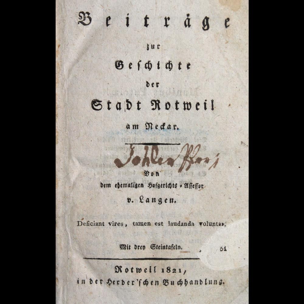Große Abbildung Nr.1: 124-1722 Langen,(K.)v.: (Deutschland, Rottweil)