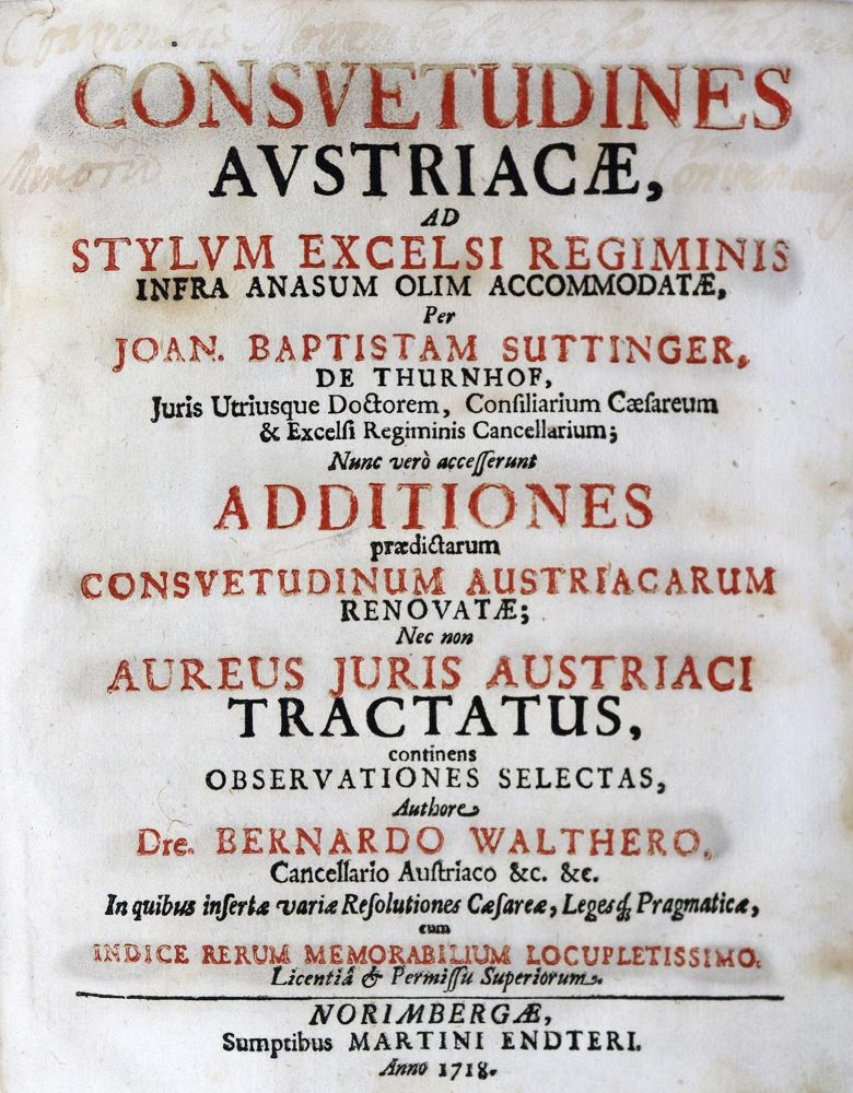 Große Abbildung Nr.2: 124-1794 Suttinger,J.B.: (Österreich, Juridica und Kriminologie)