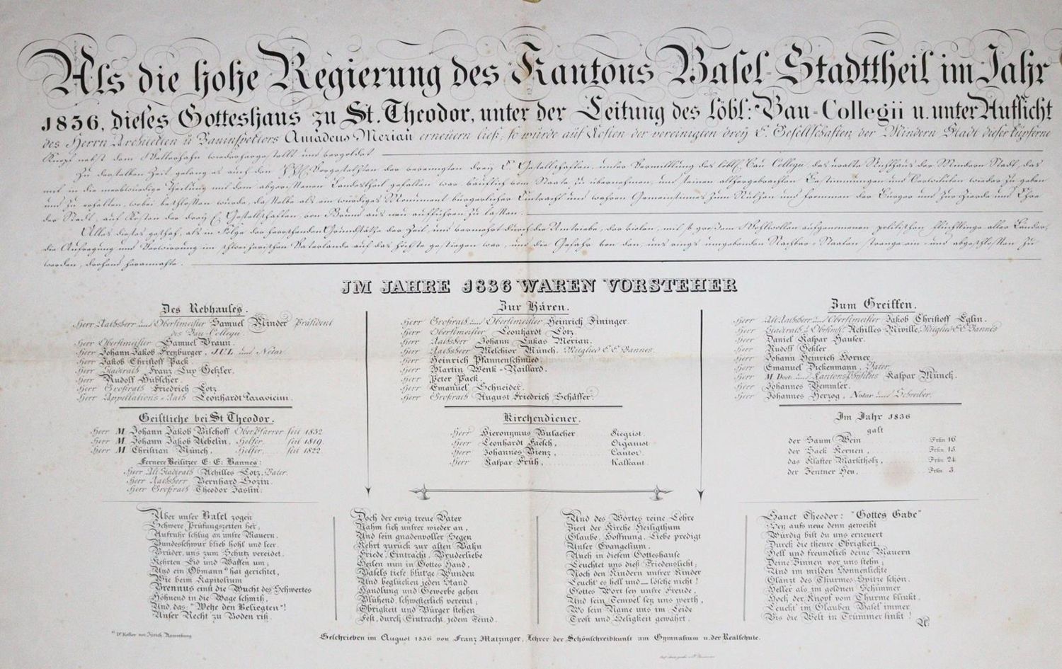 Große Abbildung Nr.1: 124-1812 Matzinger,F.: (Schweiz, Basel, Einblattdrucke u. Flugschriften)