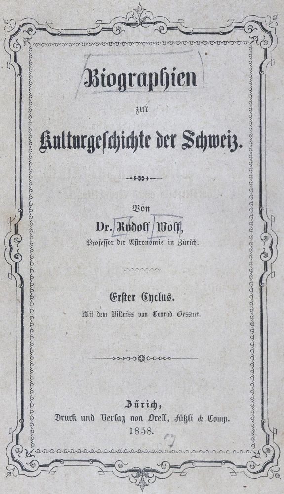 Große Abbildung Nr.1: 124-1826 Wolf,R.: (Schweiz)