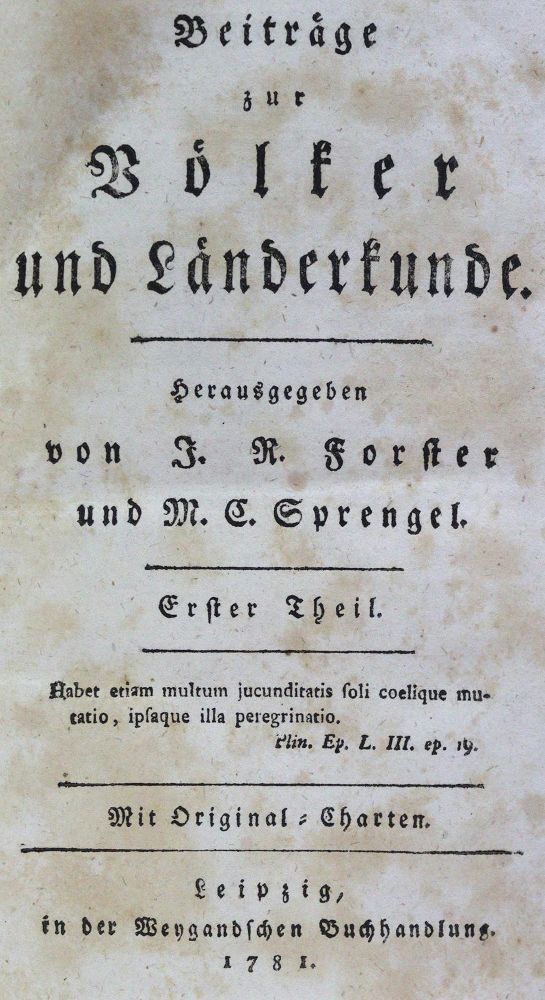Große Abbildung Nr.1: 124-1870 Forster,J.R. u. M.C.Sprengel.: (Verschiedene Länder - Geschichte)