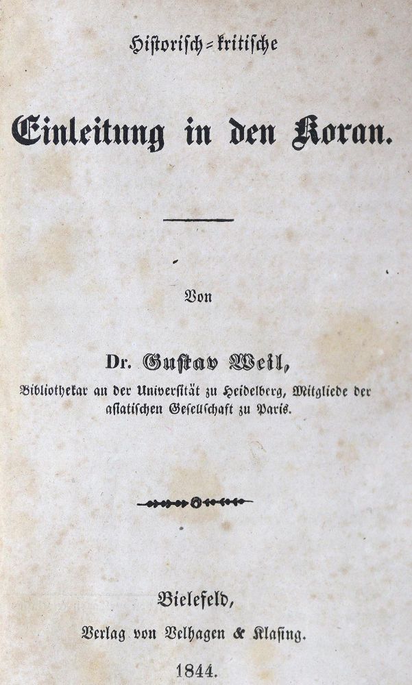 Große Abbildung Nr.1: 124-191 Weil,G.: (Koran)