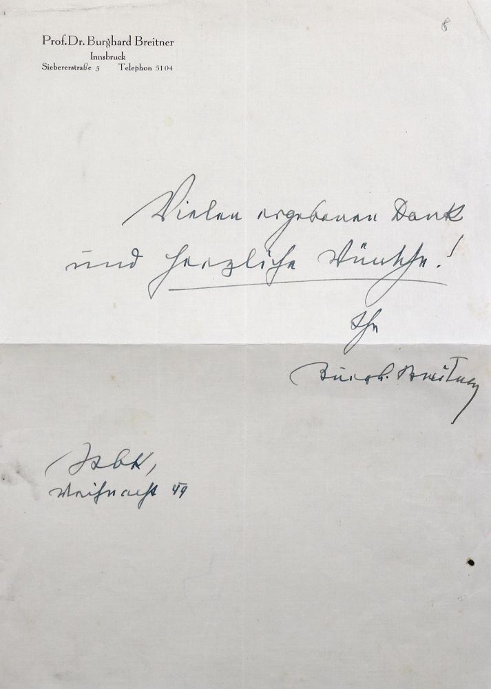 Große Abbildung Nr.1: 124-1930 Breitner, Burghard,: (Autographen)