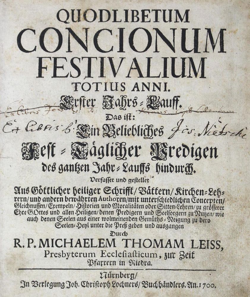 Große Abbildung Nr.1: 124-199 Leiss,M.T.: (Alte Drucke, Handschriften und Theologie)