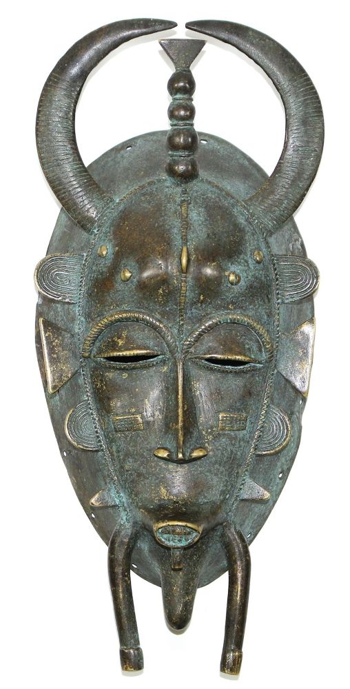 Große Abbildung Nr.1: 124-2022 Bronzemaske der Senufo: (Afrika)