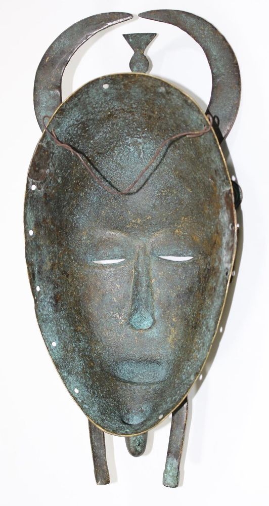 Große Abbildung Nr.3: 124-2022 Bronzemaske der Senufo: (Afrika)