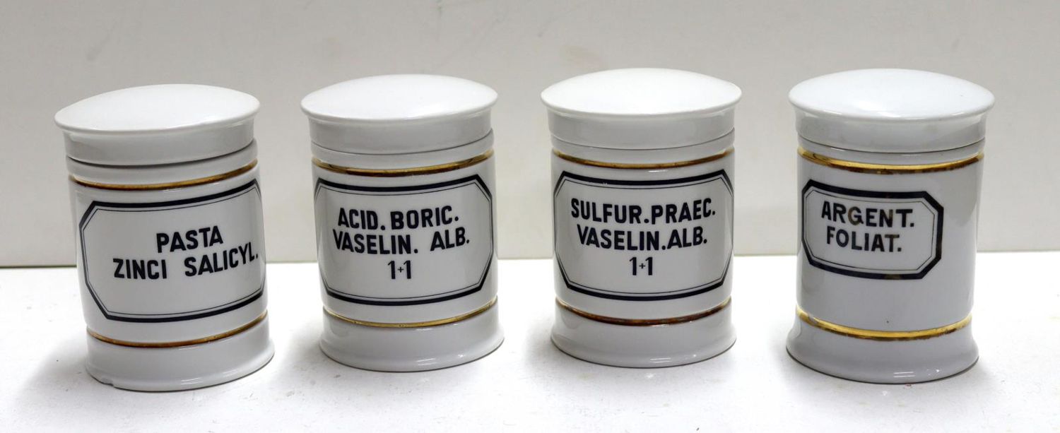 Große Abbildung Nr.1: 124-2079 Salbgefäße Rosenthal: (Apothekenwesen)