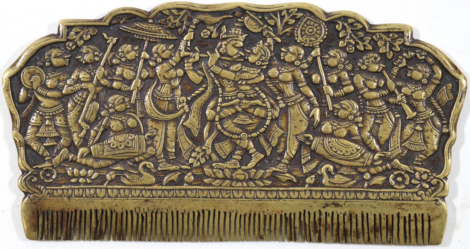 Große Abbildung Nr.1: 124-2139 Prächtiger Bronzekamm: (Asiatika)