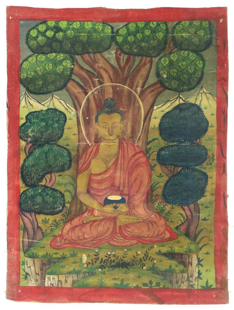 Große Abbildung Nr.1: 124-2149 Bhaishayjaguru Medizinbuddha.: (Asiatika, Thangka)