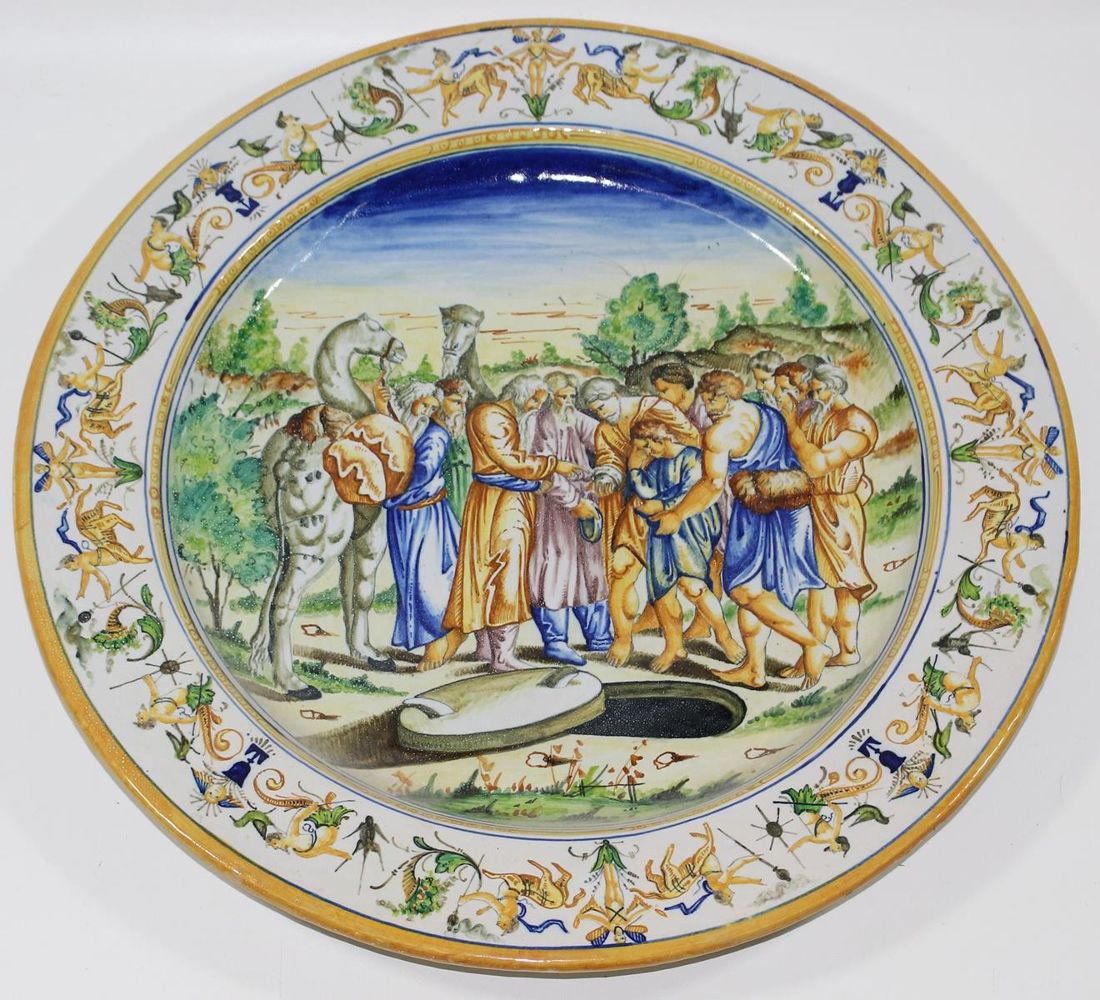 Große Abbildung Nr.3: 124-2186 Italien, große Platte: (Porzellan u. Keramik, Fayencen)