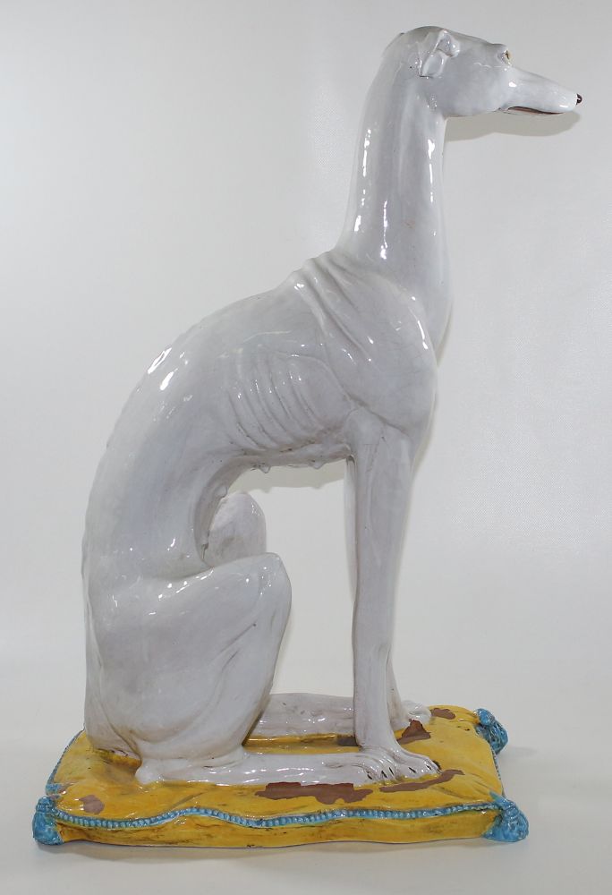 Große Abbildung Nr.2: 124-2190 Windhund Fayence.: (Porzellan u. Keramik, Fayencen)