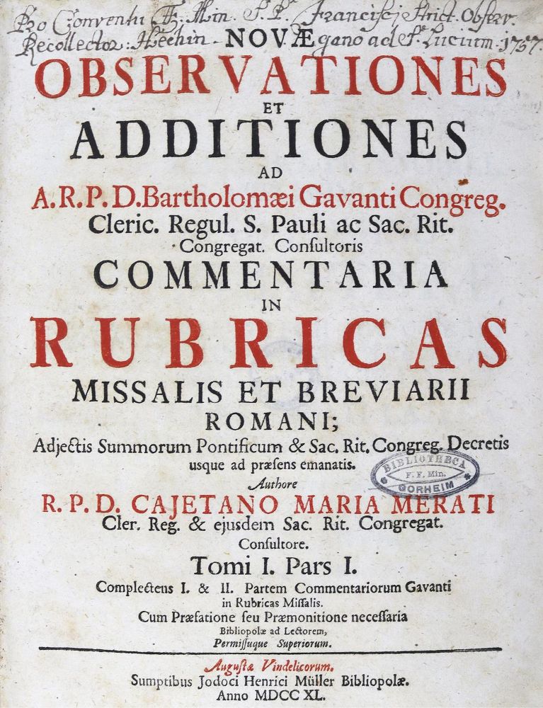 Große Abbildung Nr.1: 124-223 Merati,C.M.: (Alte Drucke, Handschriften und Theologie)