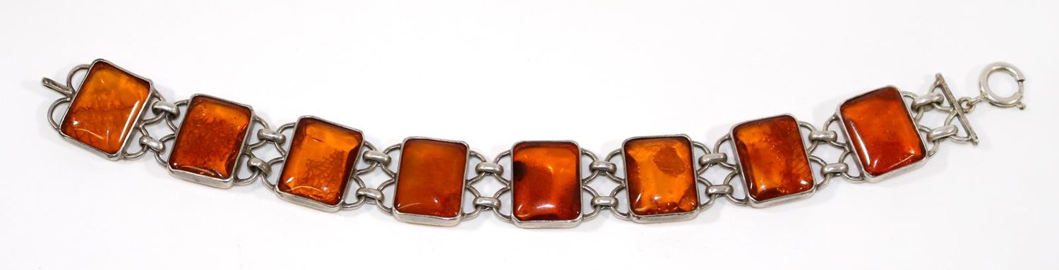 Große Abbildung Nr.1: 124-2230 Art Deko Bernsteinarmband: (Schmuck, Armreifen)