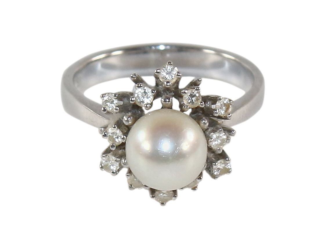 Große Abbildung Nr.1: 124-2280 Perl- Brillantring: (Schmuck, Ringe)