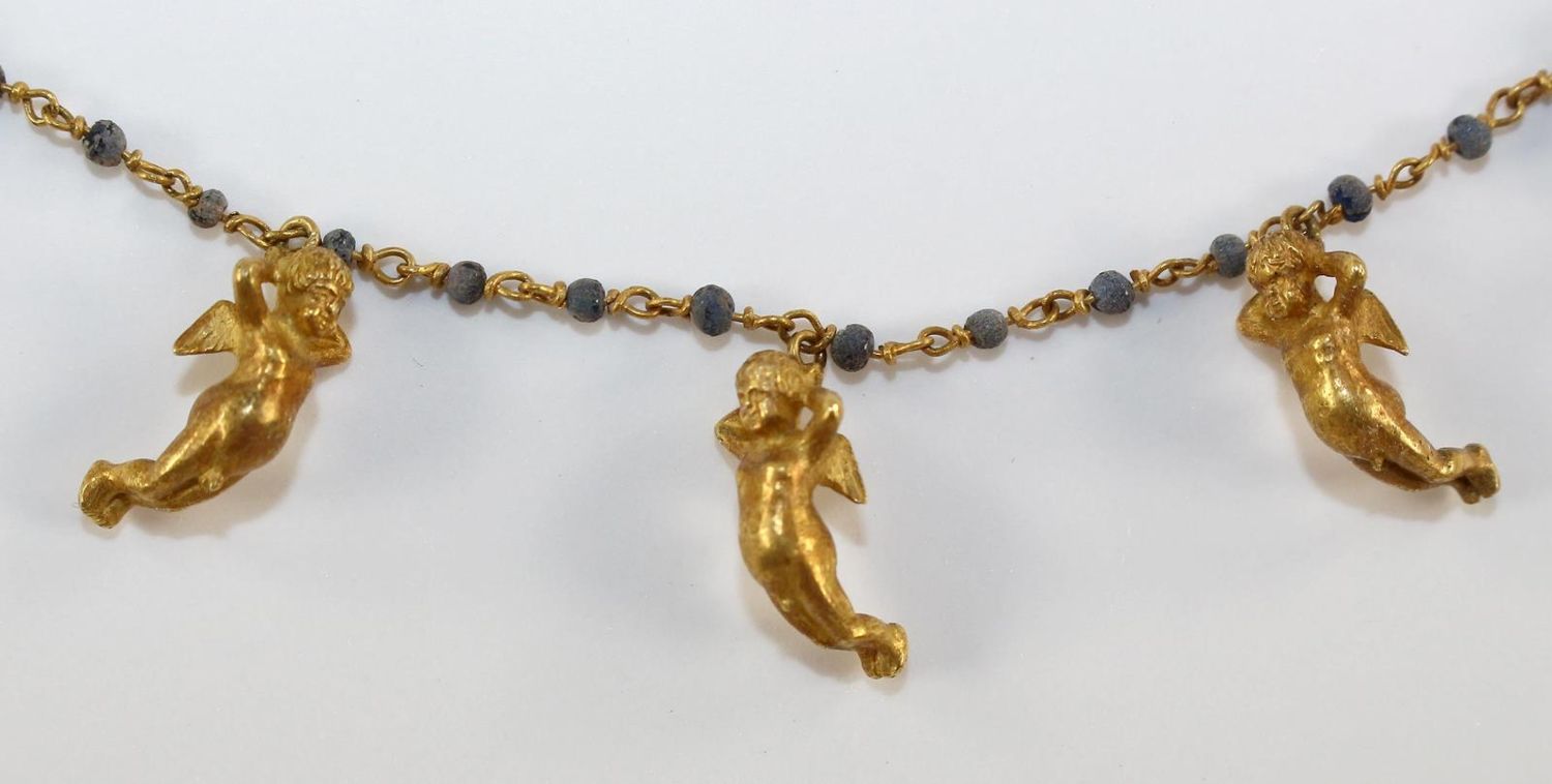 Große Abbildung Nr.4: 124-2283 Römisches Goldcollier mit 5 Amoretten.: (Schmuck)