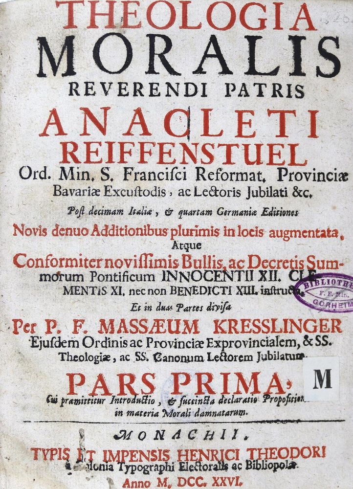 Große Abbildung Nr.1: 124-292 Reiffenstuel,A.: (Alte Drucke, Handschriften und Theologie)