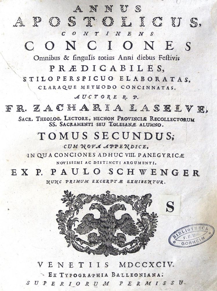 Große Abbildung Nr.1: 124-315 Segner,P.: (Alte Drucke, Handschriften und Theologie)