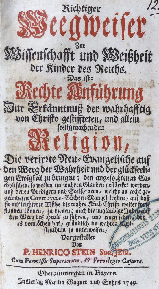 Große Abbildung Nr.1: 124-325 Stein,H.: (Alte Drucke, Handschriften und Theologie)