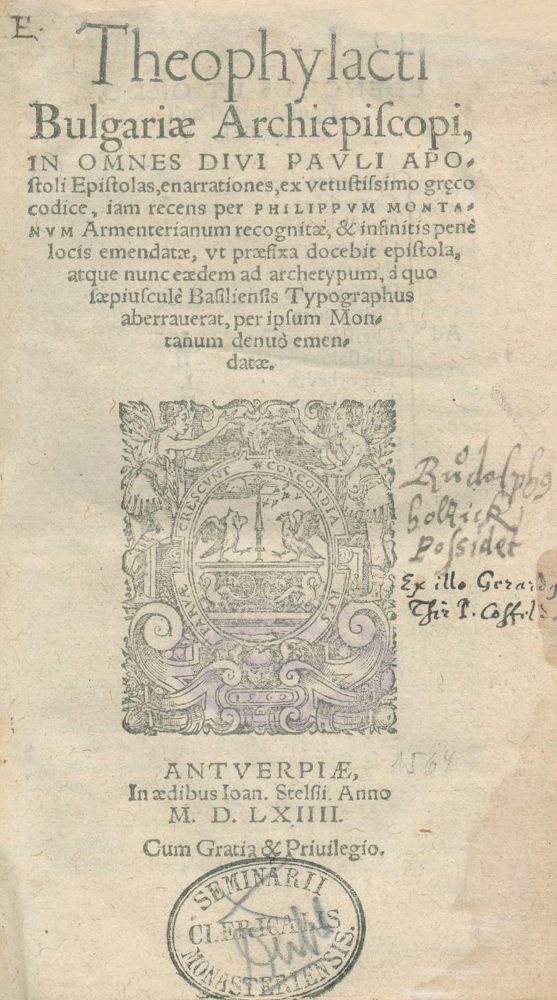 Große Abbildung Nr.1: 124-334 Theophylactus.: (Alte Drucke, Handschriften und Theologie)