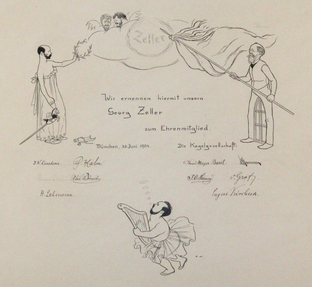 Große Abbildung Nr.1: 124-3435 Ehrenurkunde: (Künstlergraphik, Kirchner, Eugen)