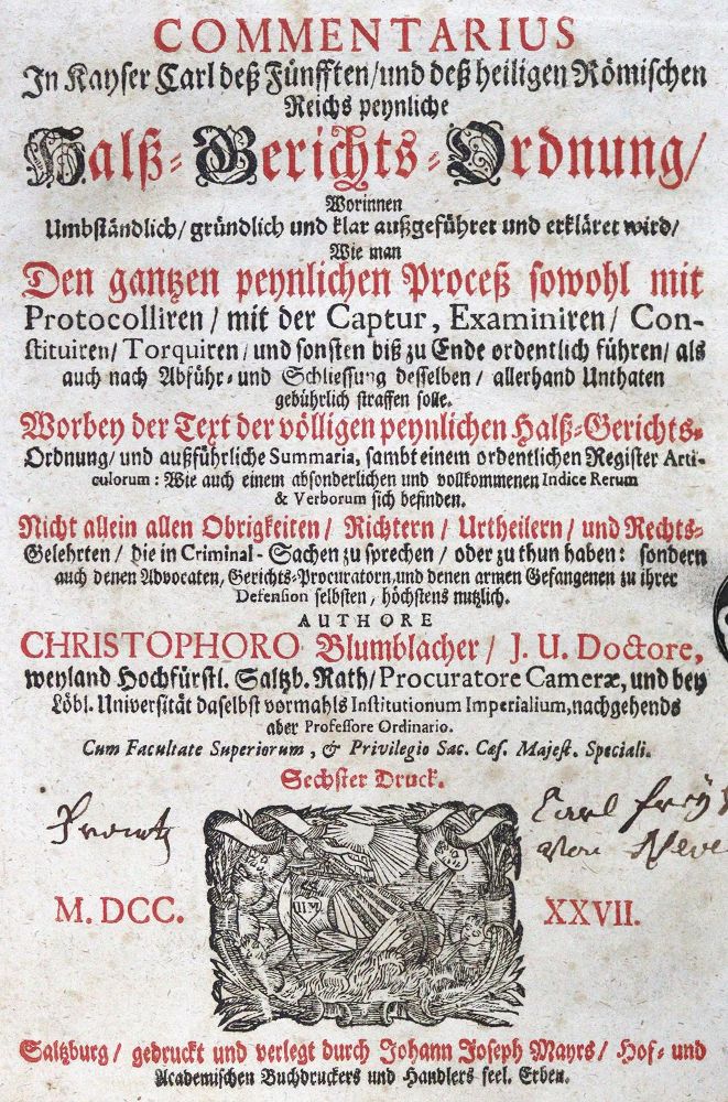 Große Abbildung Nr.1: 124-407 Blumblacher,C.: (Juridica und Kriminologie)