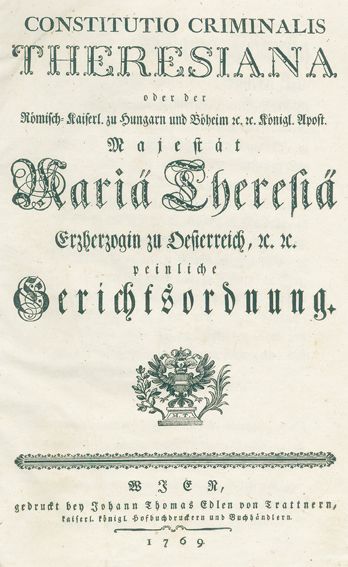 Große Abbildung Nr.1: 124-410 Constitutio criminalis Theresiana: (Juridica und Kriminologie)