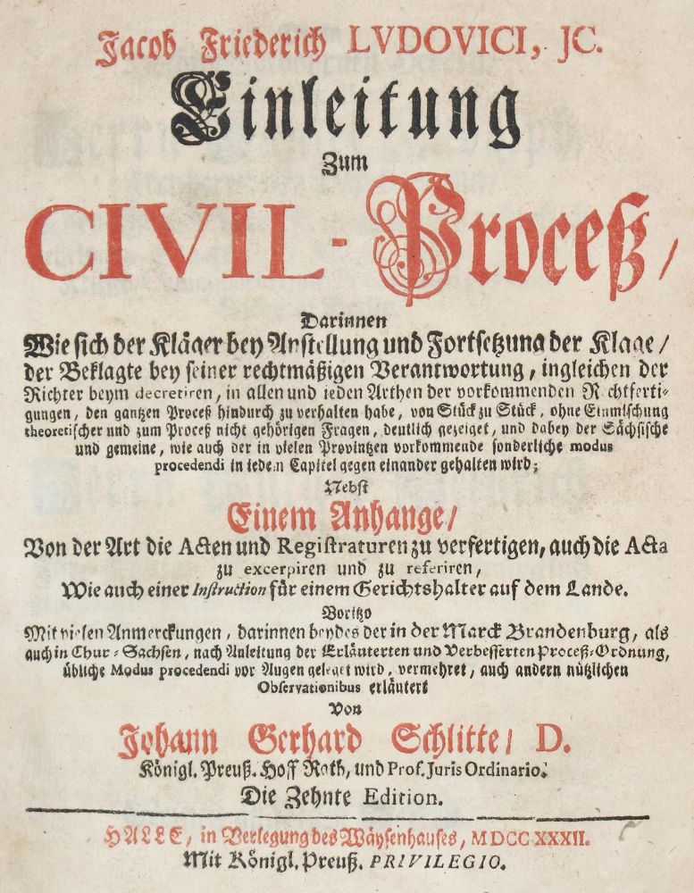 Große Abbildung Nr.1: 124-421 Ludovici,J.F.: (Juridica und Kriminologie)