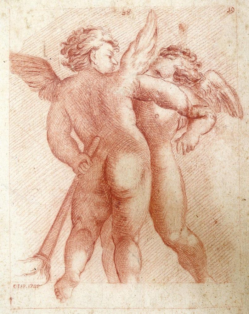 Große Abbildung Nr.1: 124-4233 Zwei Putti,: (Künstlergraphik, Zeichnung)