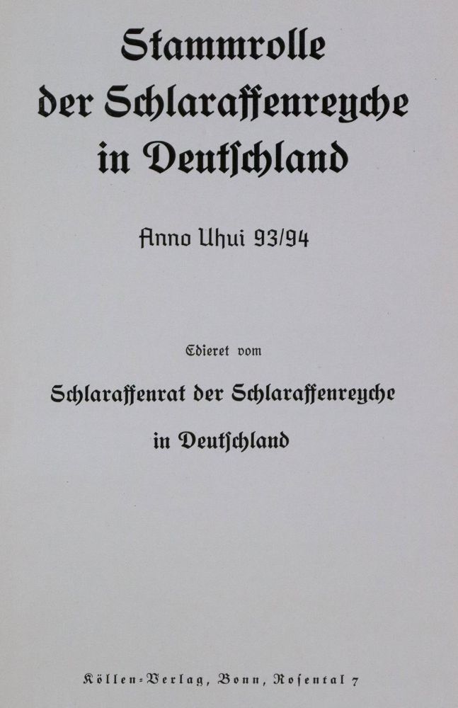 Große Abbildung Nr.1: 124-585 Stammrolle: (Studentika und Hochschulen, Schlaraffia)