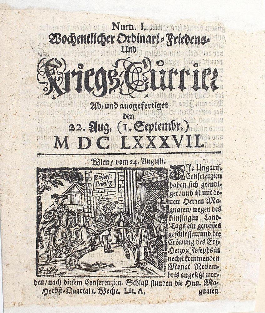 Große Abbildung Nr.1: 124-597 Wochentlicher Ordinari-Friedens-: (Zeitschriften und Zeitungen)