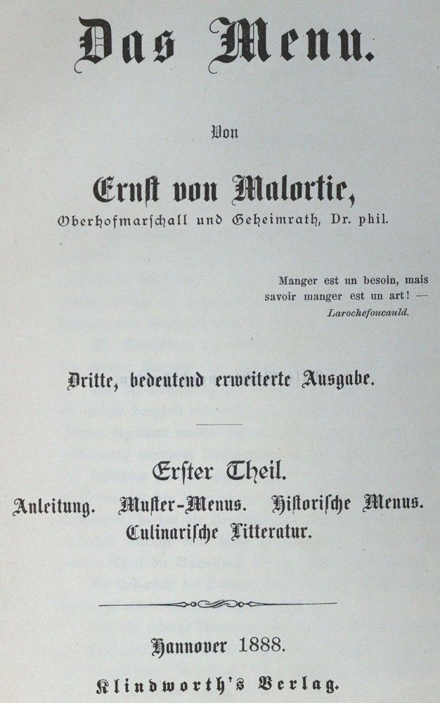 Große Abbildung Nr.2: 124-627 Malortie,E.v.: (Küche und Haushalt, Gaststätten-Hotellerie)