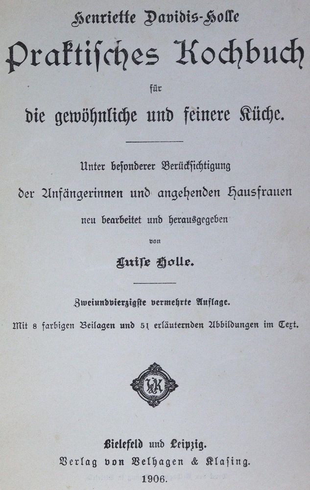Große Abbildung Nr.1: 124-683 Davidis,H.: (Küche und Haushalt, Kochbücher)