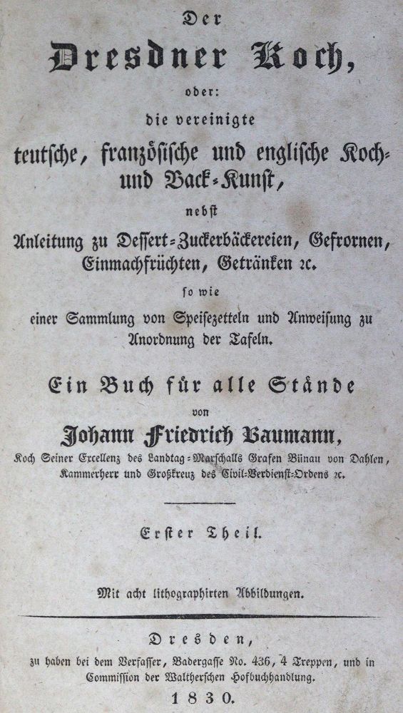 Große Abbildung Nr.1: 124-685 Baumann,J.F.: (Küche und Haushalt, Kochbücher, Dresden)