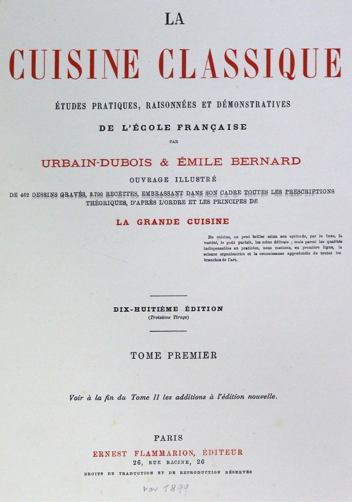 Große Abbildung Nr.1: 124-689 Dubois,U. u. E.Bernard.: (Küche und Haushalt, Kochbücher)
