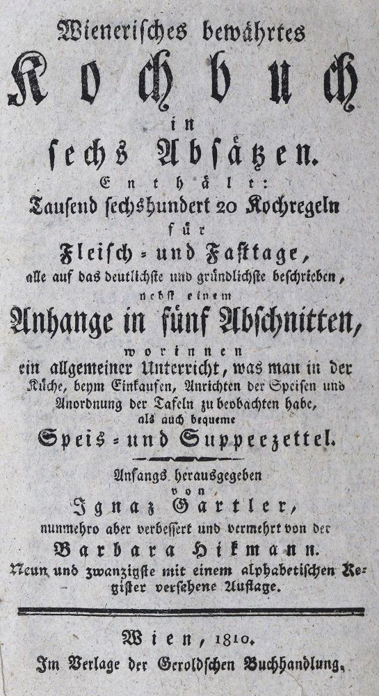 Große Abbildung Nr.2: 124-695 Gartler,I. u. B.Hikmann.: (Küche und Haushalt, Kochbücher)