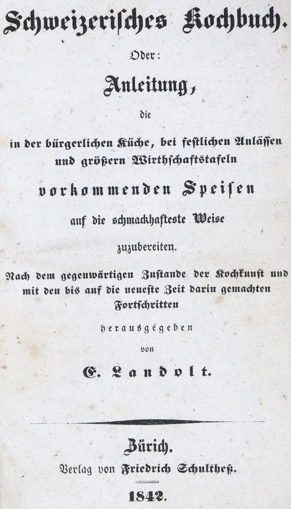Große Abbildung Nr.1: 124-719 Landolt,E. (Hrsg.).: (Küche und Haushalt, Kochbücher)