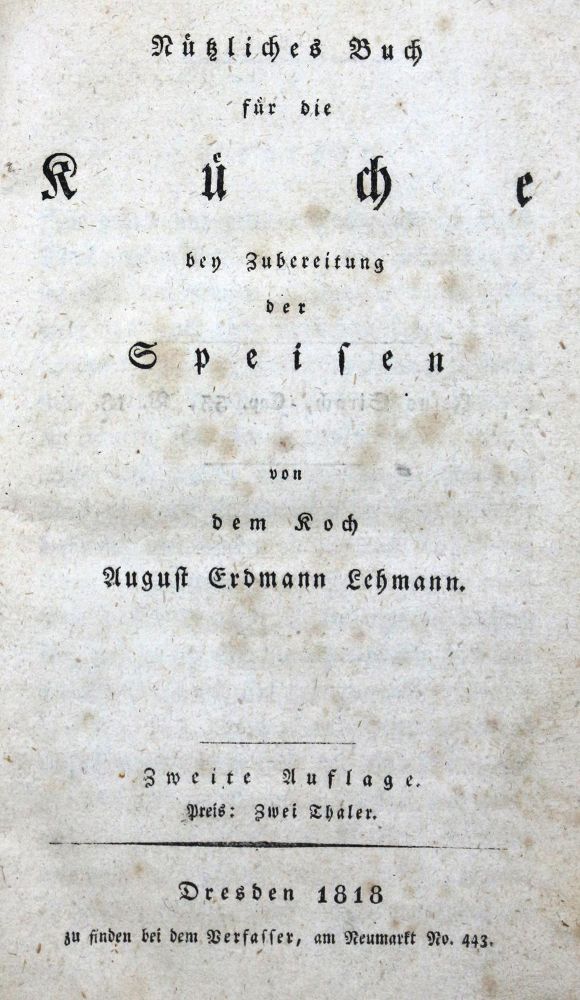 Große Abbildung Nr.1: 124-720 Lehmann,A.E.: (Küche und Haushalt, Kochbücher)