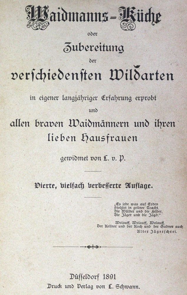 Große Abbildung Nr.1: 124-773 P(röpper),L.v.: (Küche und Haushalt, Kochbücher, Wildküche)